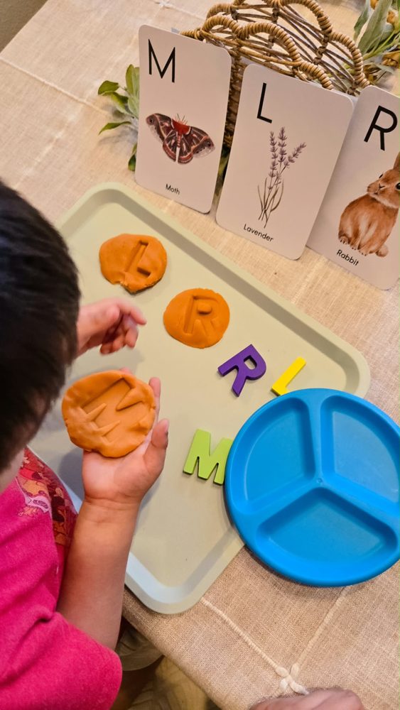 Play dough letters and letter cards