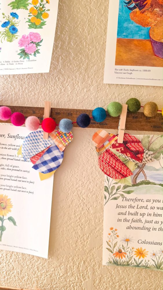 Nature prints and scripture on the wall